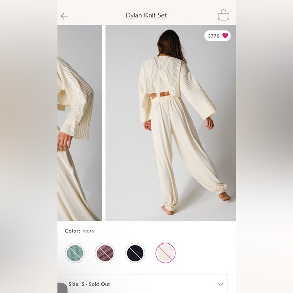 NWOT Dylan knit set free people in ivory size small - Picture 3 of 8